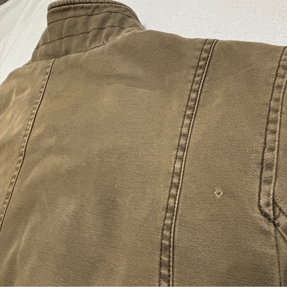 Levi's Men's Brown Quilted Green Military Jacket Zip Button Stand Collar Size L - Picture 7 of 14